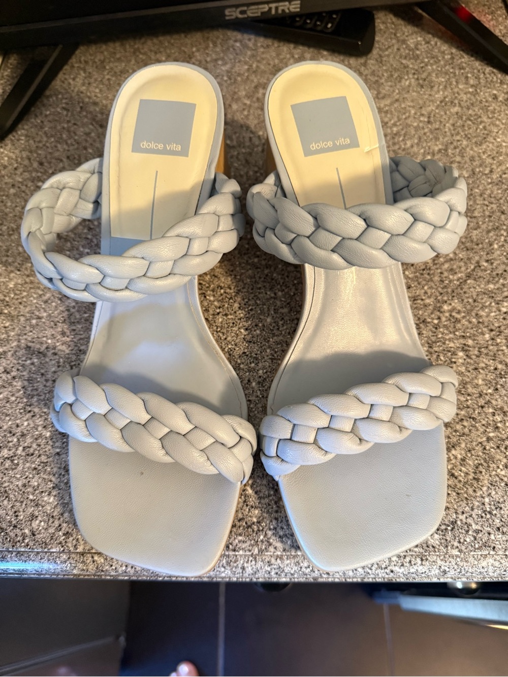 Dolce Vita Women's Light Blue Braided Strap Heels